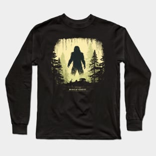 Bigfoot Silhouette in Forest Long Sleeve T-Shirt
